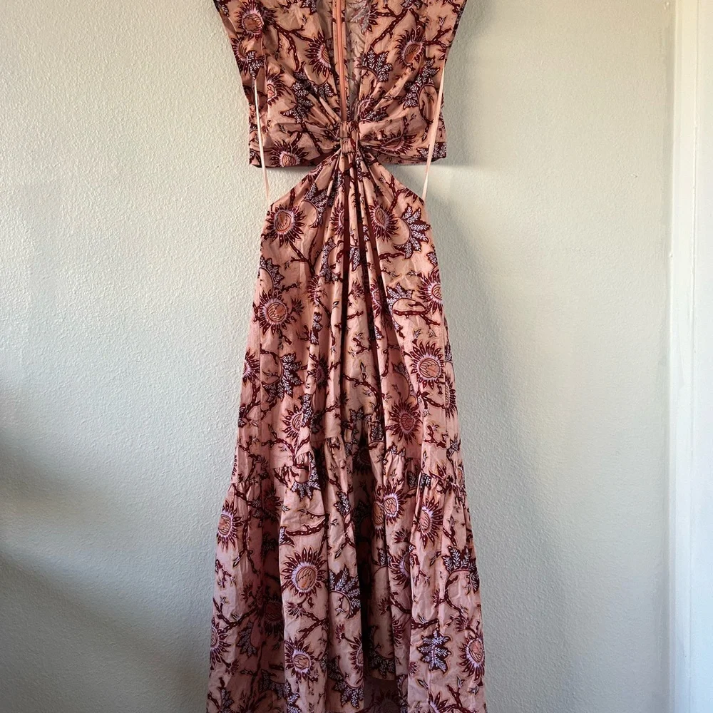 A.L.C Alexandria Pink Floral Printed CutOut Midi Dress Size 4 - Picture 4 of 10